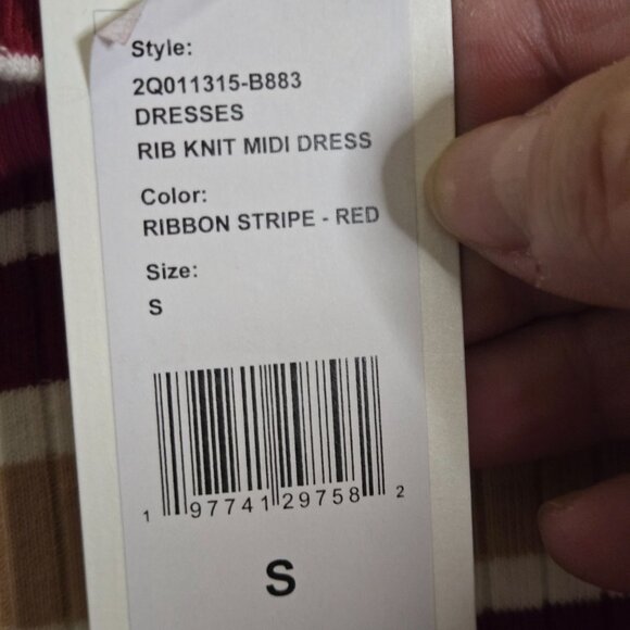 Vineyard Vines NWT Ribbed Knit Midi Dress Ribbon Striped Red 2023 Size S - Picture 6 of 9